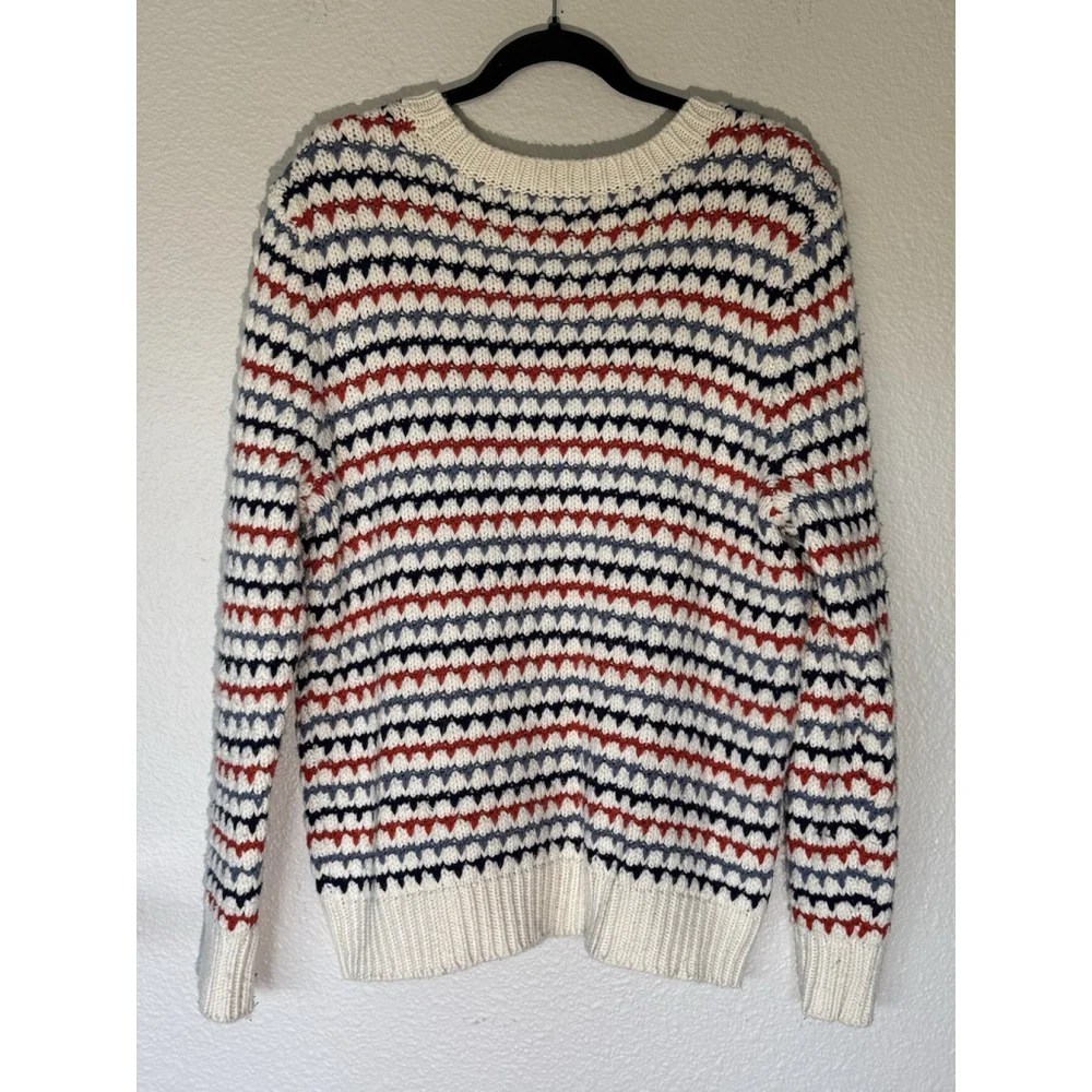 St. John’s Bay Chunky Knit Sweater XL Multicolored Striped Grandpa Style Retro - Picture 1 of 8